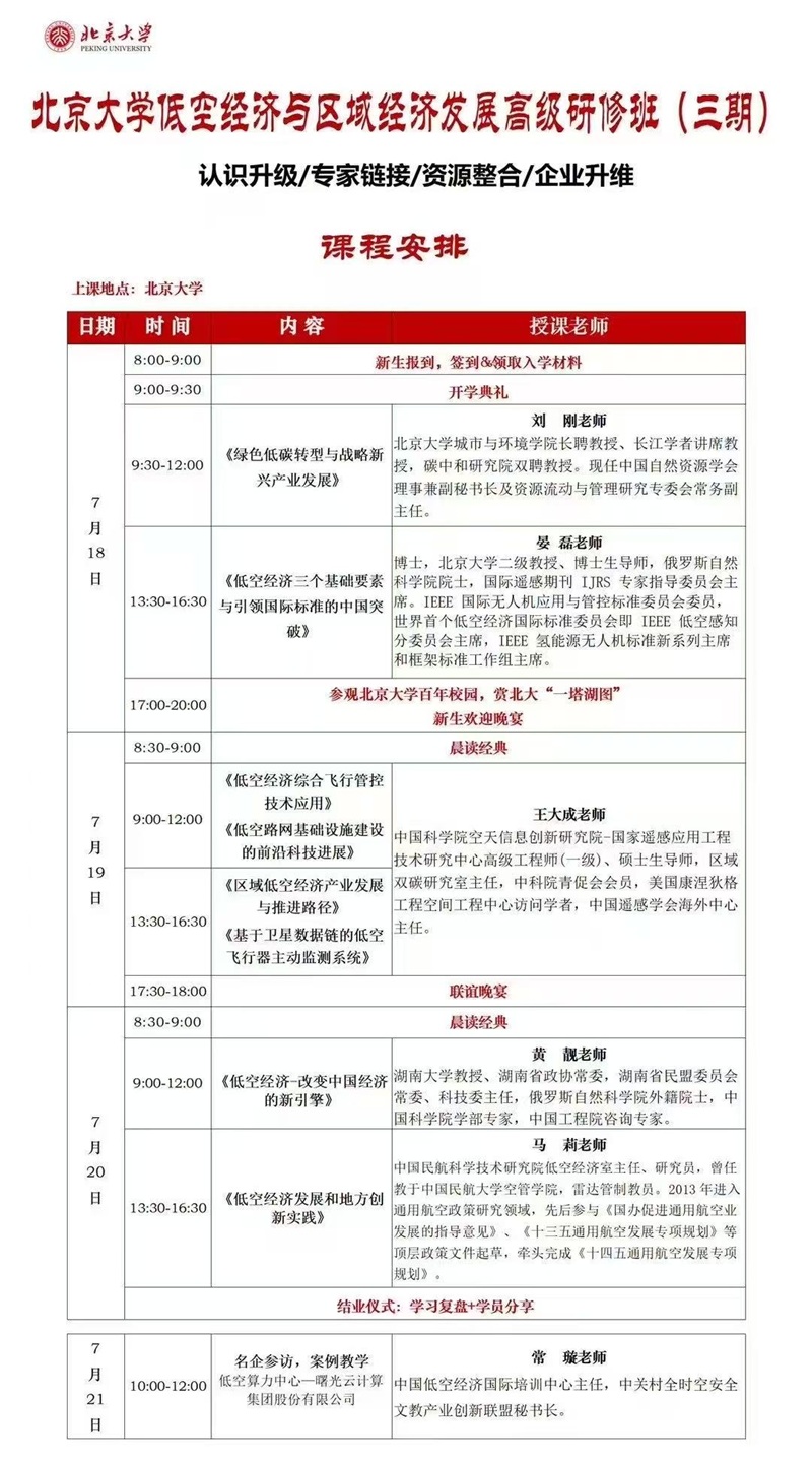 2025年7月低空经济与区域经济发展班上课通知