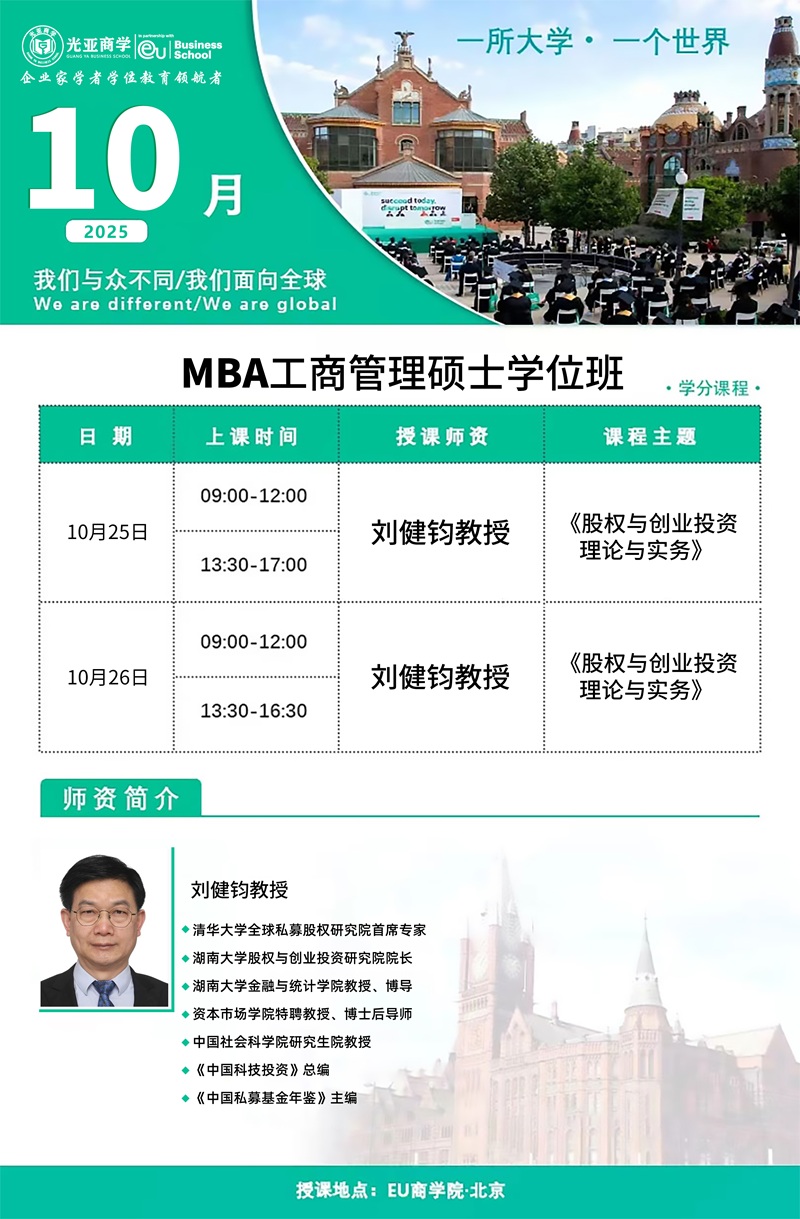 2025年10月工商管理硕士学位班上课通知
